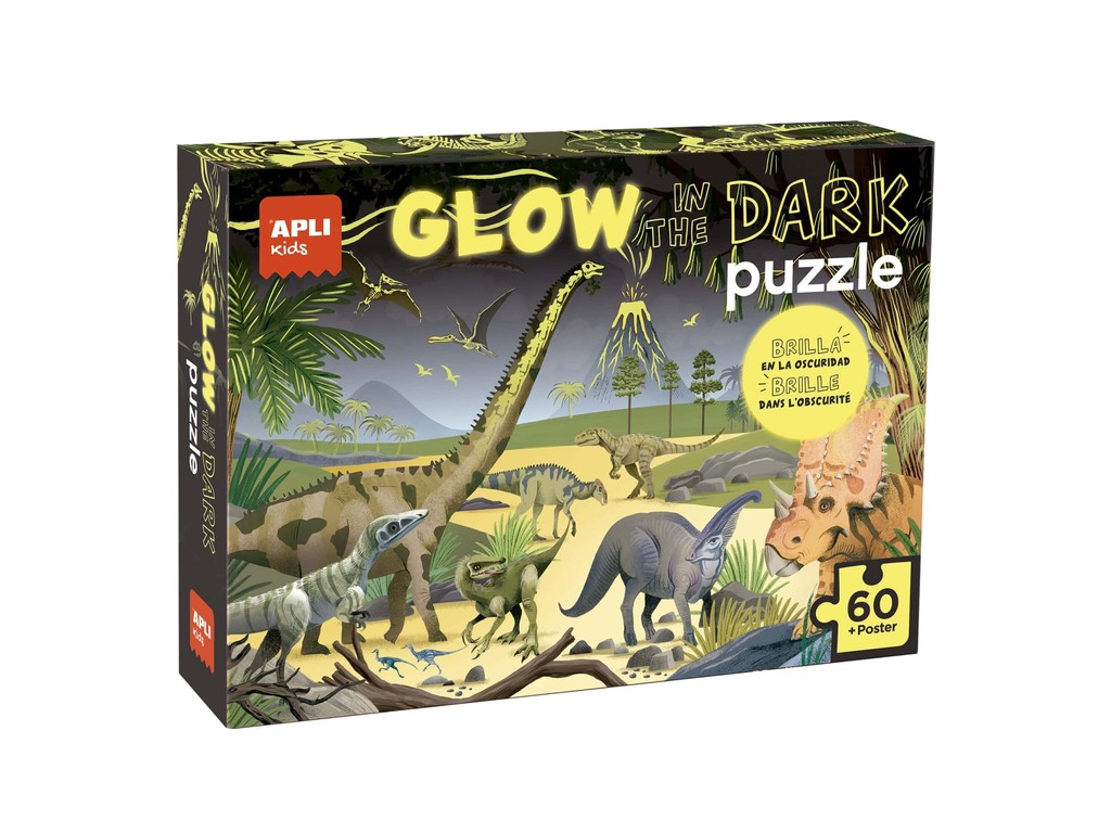 Puzzle Glow in the Dark Dinozauri, 60 piese