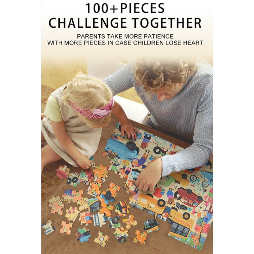 Puzzle în Valiză cu Mâner, Garajul cu Mașini și Animale, 104 piese 5