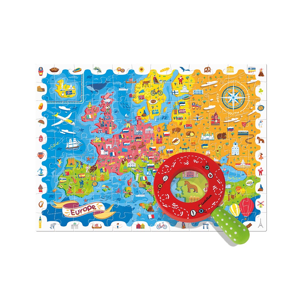 PUZZLE MICUL DETECTIV HARTA EUROPEI, Ludattica, +5 ani 2