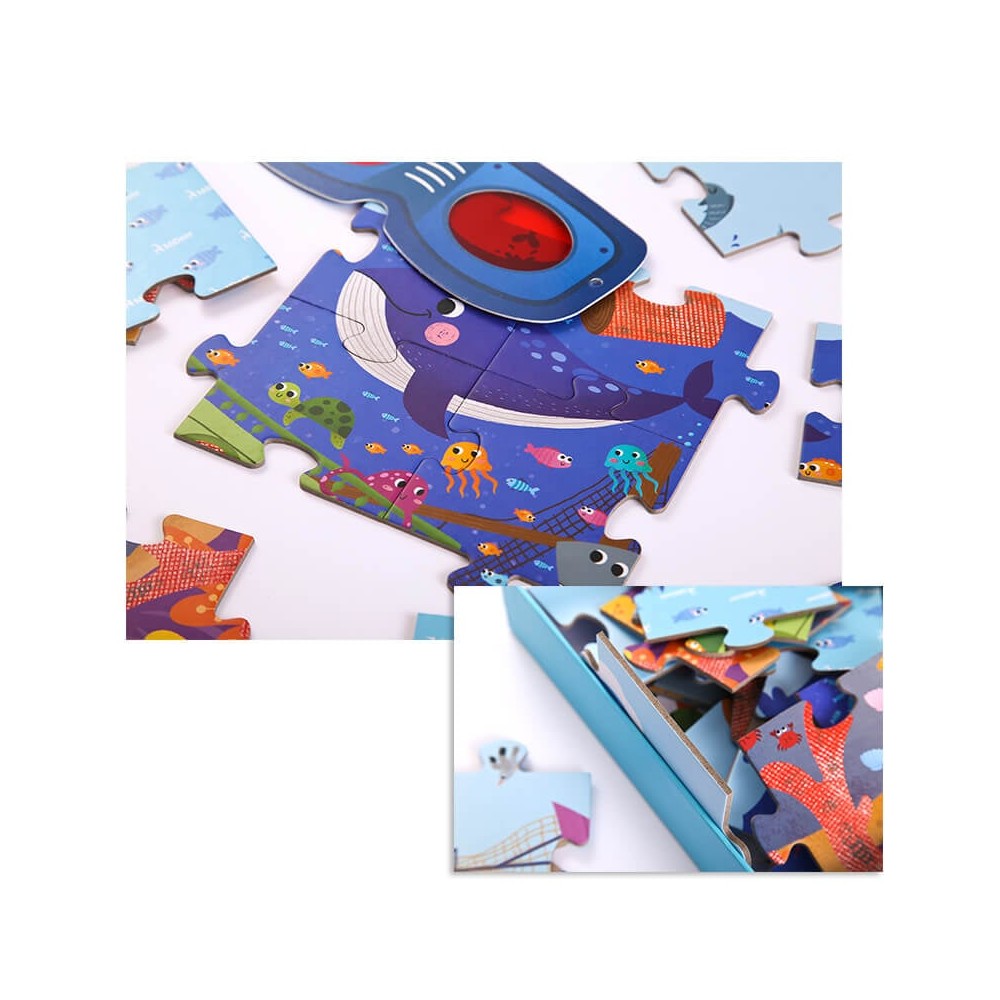 Puzzle secret, Oceanul, 35 piese, nivel mediu, cu ochelari pentru detalii amuzante 2