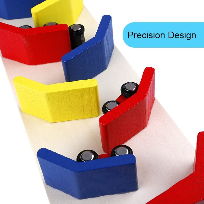 Rampă, Pistă cu 3 mașini alunecoase, jucărie din lemn 3