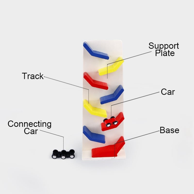 Rampă, Pistă cu 3 mașini alunecoase, jucărie din lemn 4