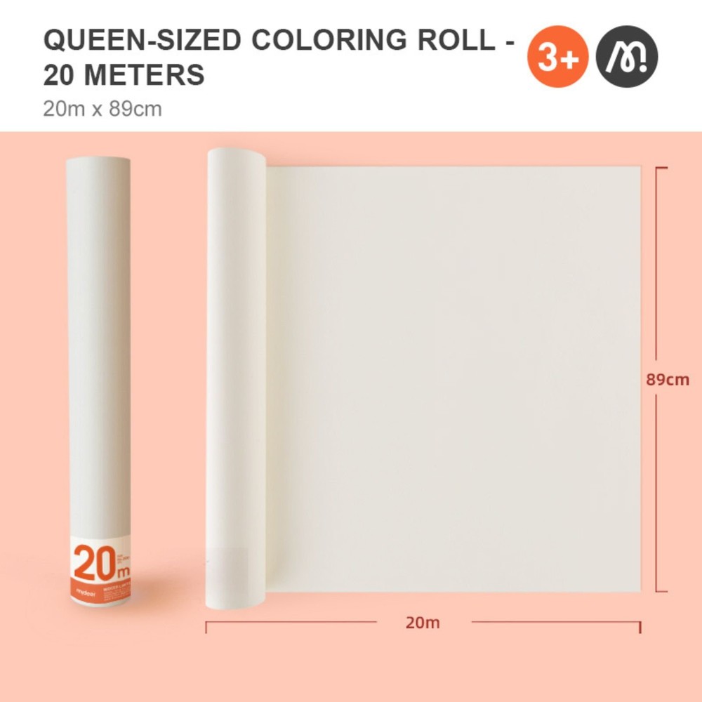 Rolă de hârtie pentru pictură și desen, 20 m x 89 cm, 3 ani+ 7