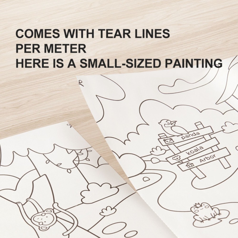 Rolă hârtie desene de colorat tematică grădină Zoo 4 m lungime, cu adeziv 3