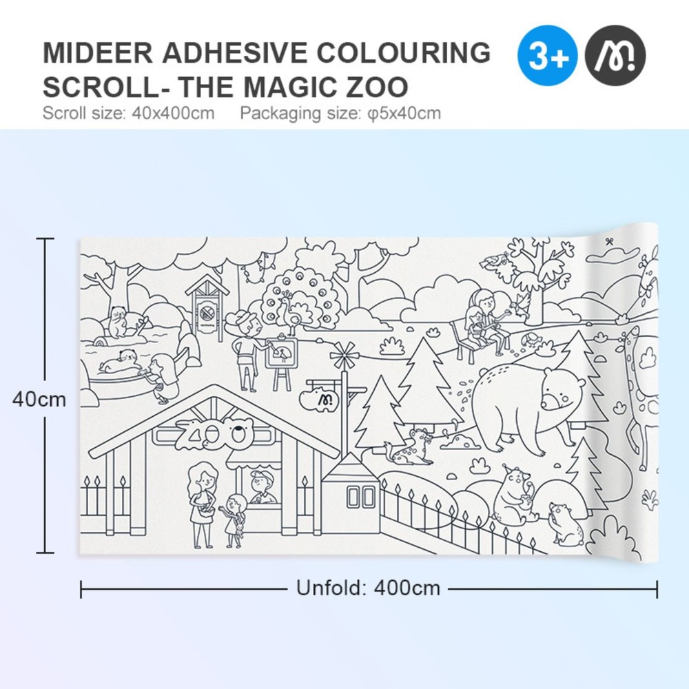 Rolă hârtie desene de colorat tematică grădină Zoo 4 m lungime, cu adeziv 7