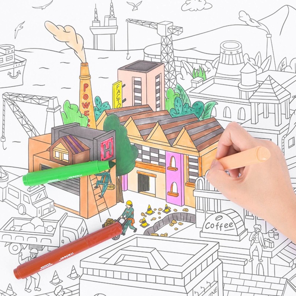 Rolă hârtie desene de colorat tematică Oraș 10 m lungime 5