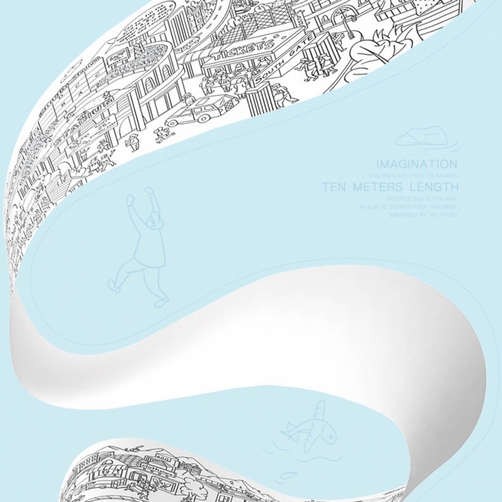 Rolă hârtie desene de colorat tematică Oraș 10 m lungime 8