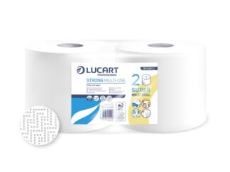 Rolă hârtie industrială Lucart Strong MULTI-USE, 2 str, albă, 175 m/rolă, 2 role/set
