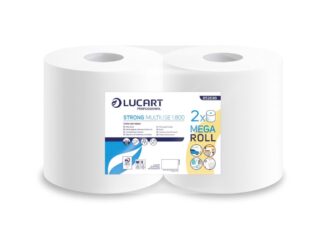 Rolă hârtie industrială Lucart Strong Multiuse 1.800, 2 str, albă, 194 m/rolă, 2 role/set