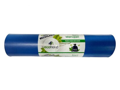 Saci menaj 240 l (115 x 130) 30 microni 10 buc/rolă LDPE Albastru