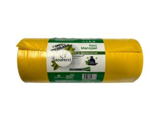 Saci menaj 35 L (50 x 70) 22 microni 15 buc/rolă LDPE - Galben