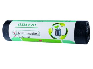Saci menajeri 120 L 10 buc/rolă negru
