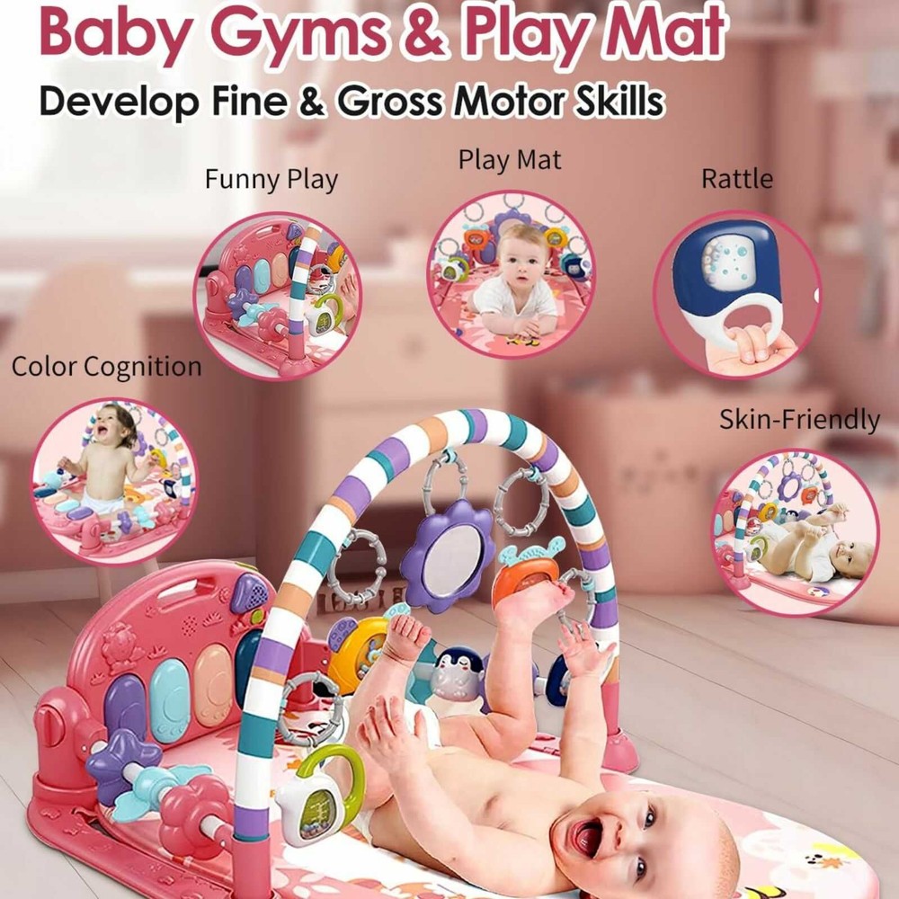 Saltea cu Pian și Oglindă, Centru Activități Bebeluși, Sunete, Lumini, Jucării Zornăitoare, 0 luni+ 2