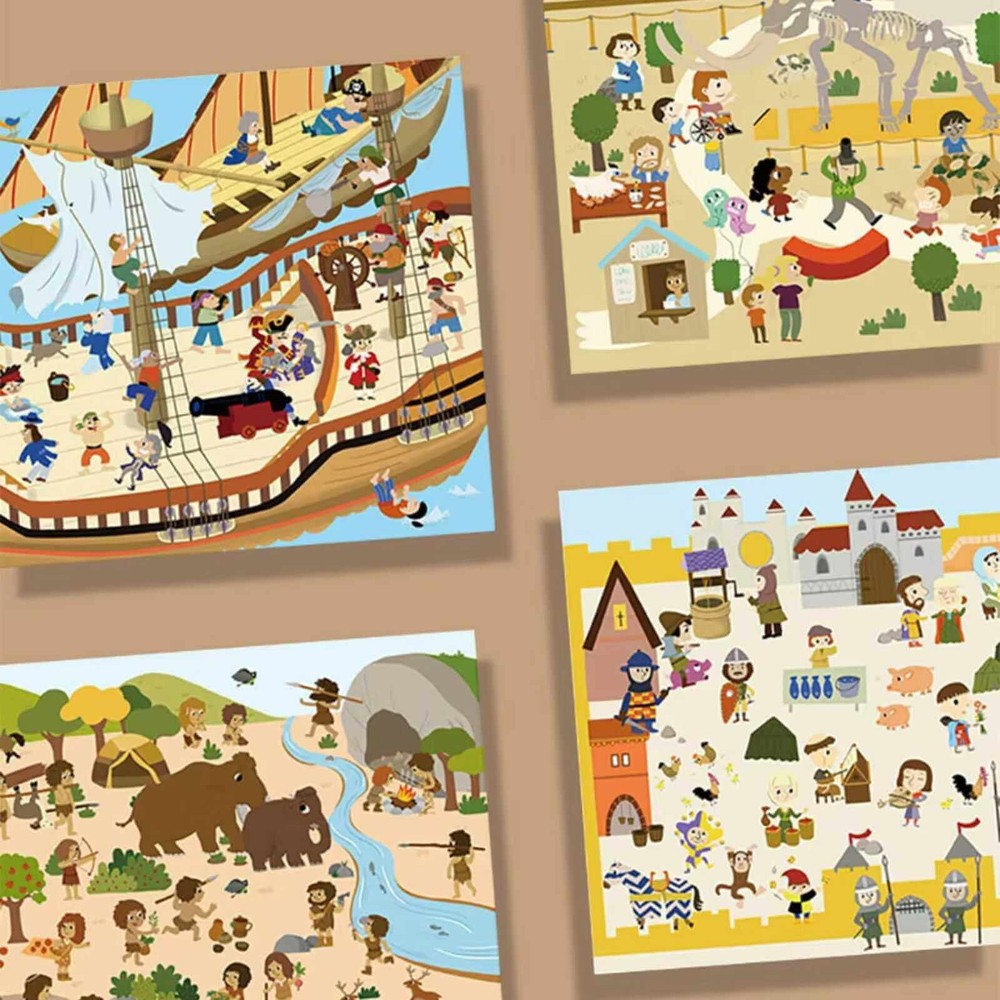 Set 180 Abțibilduri Reutilizabile, Stickere și Autocolante pentru Copii, Humanities 6