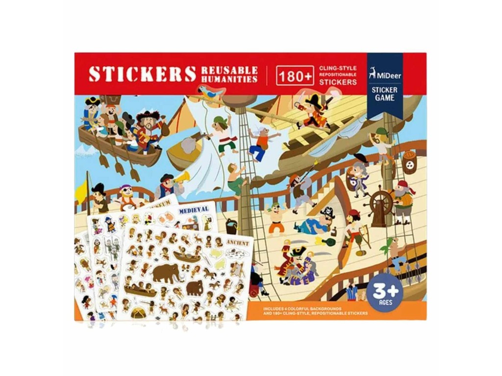 Set 180 Abțibilduri Reutilizabile, Stickere și Autocolante pentru Copii, Humanities