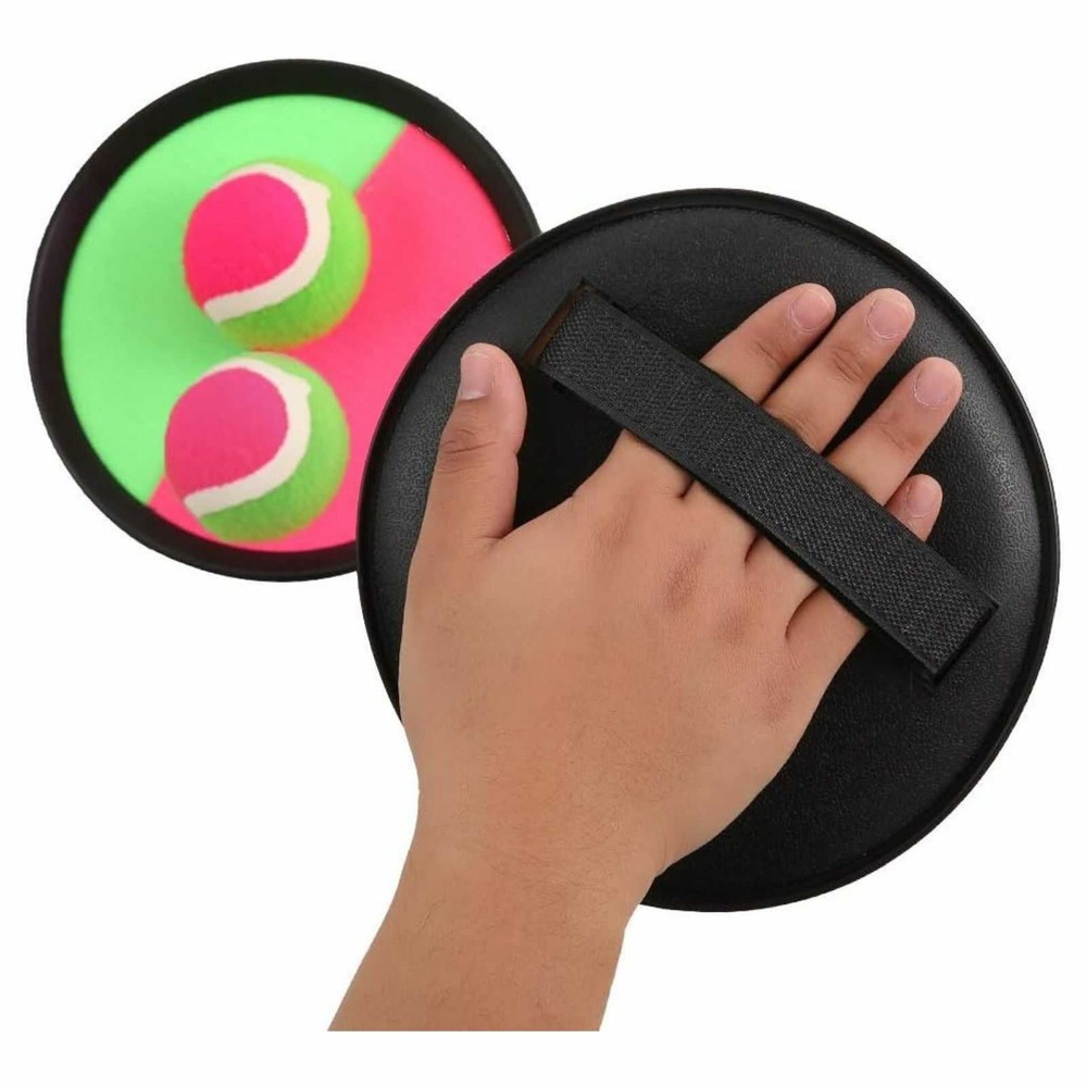 Set 2 Palete cu minge și arici, Model Aruncă și Prinde, Prindere Velcro, Roz Verde, 18 cm diametru, Catch Toss Ball 2