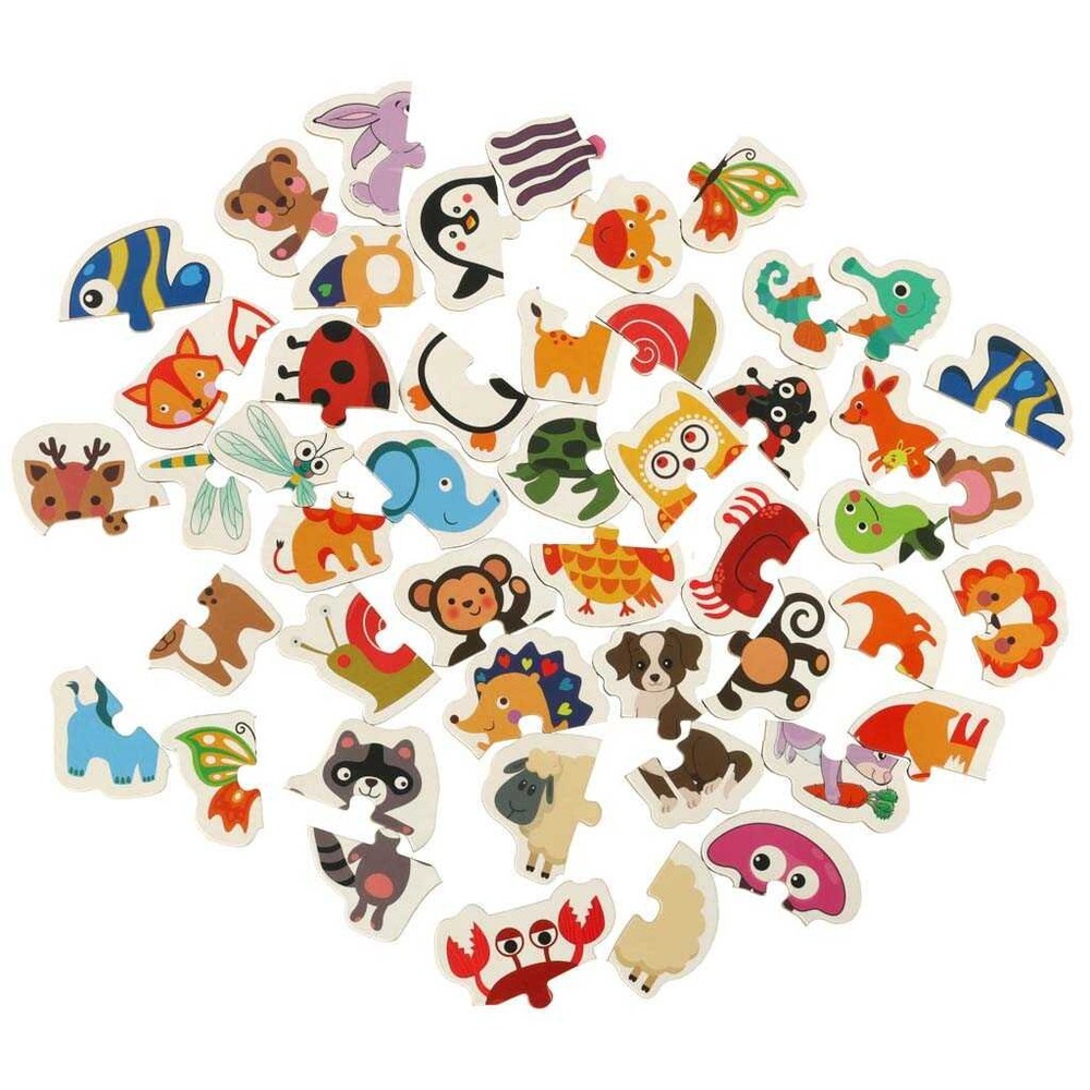 Set 24 Puzzle-uri Educative cu Animale și Insecte, Cutie Depozitare Metalică, 6.5 x 5.5 cm, 3 ani+ 3