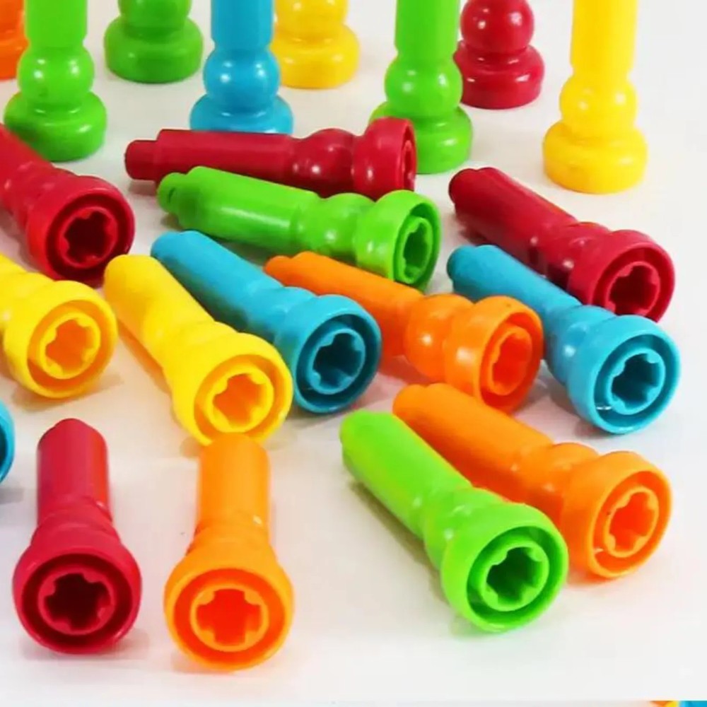 Set 25 de cuie din plastic de construit cu planșă, Jucării de construcție Montessori 4