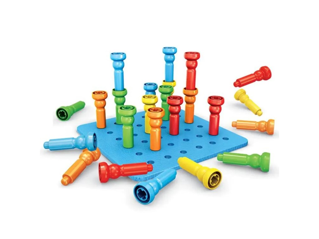 Set 25 de cuie din plastic de construit cu planșă, Jucării de construcție Montessori