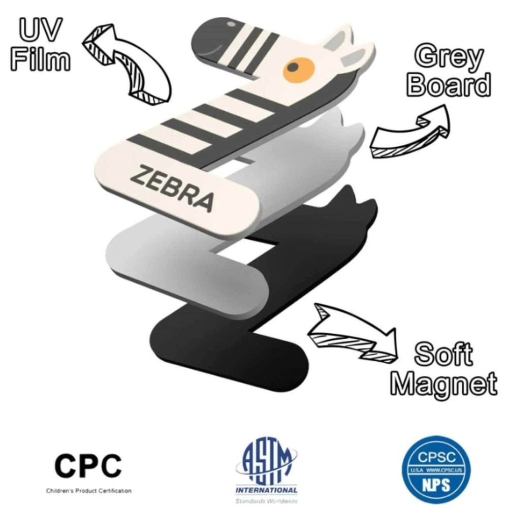 Set 26 Litere Magnetice, Mari, Alfabet cu Animale, Magnet pe tot spatele 6