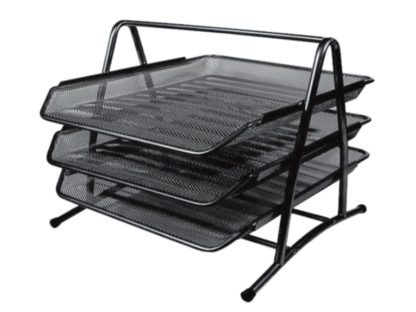 Set 3 tăvițe metalice suprapozabile negru