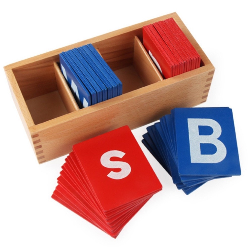 Set 50 Litere Senzoriale din Lemn, Montessori, cutie lemn 4