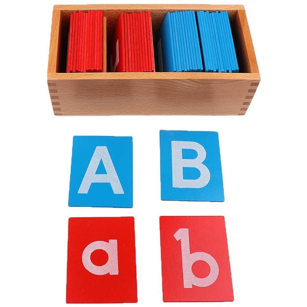 Set 50 Litere Senzoriale din Lemn, Montessori, cutie lemn 7