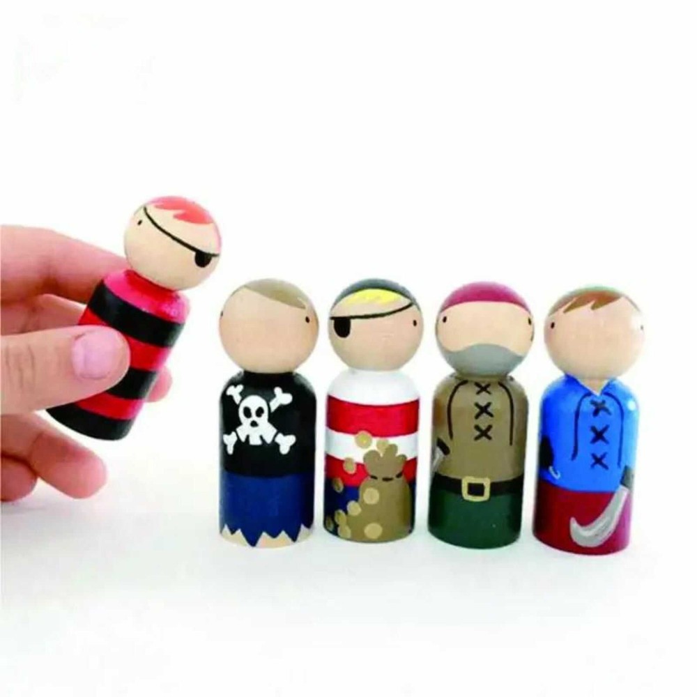 Set 50 Păpuși din lemn, pitici, figurine de pictat, Peg Doll 10