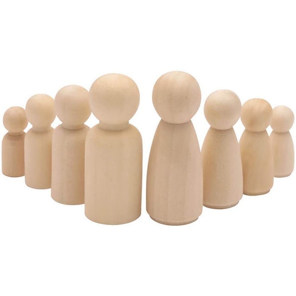 Set 50 Păpuși din lemn, pitici, figurine de pictat, Peg Doll 2
