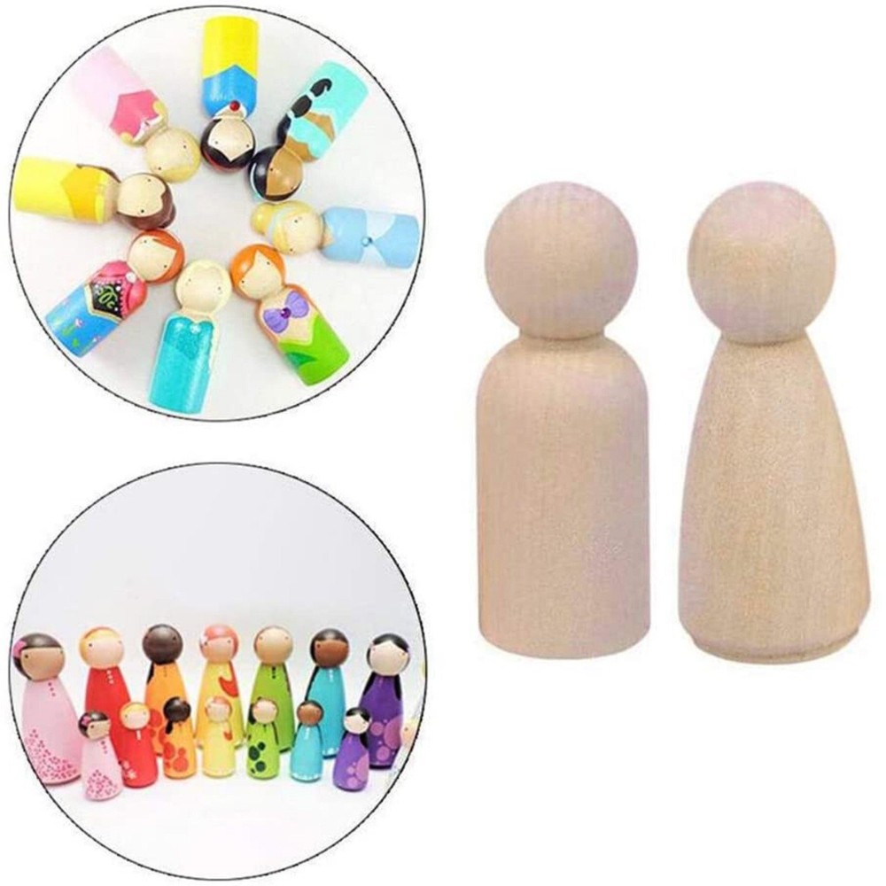 Set 50 Păpuși din lemn, pitici, figurine de pictat, Peg Doll 3