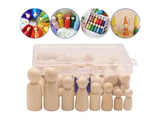 Set 50 Păpuși din lemn, pitici, figurine de pictat, Peg Doll