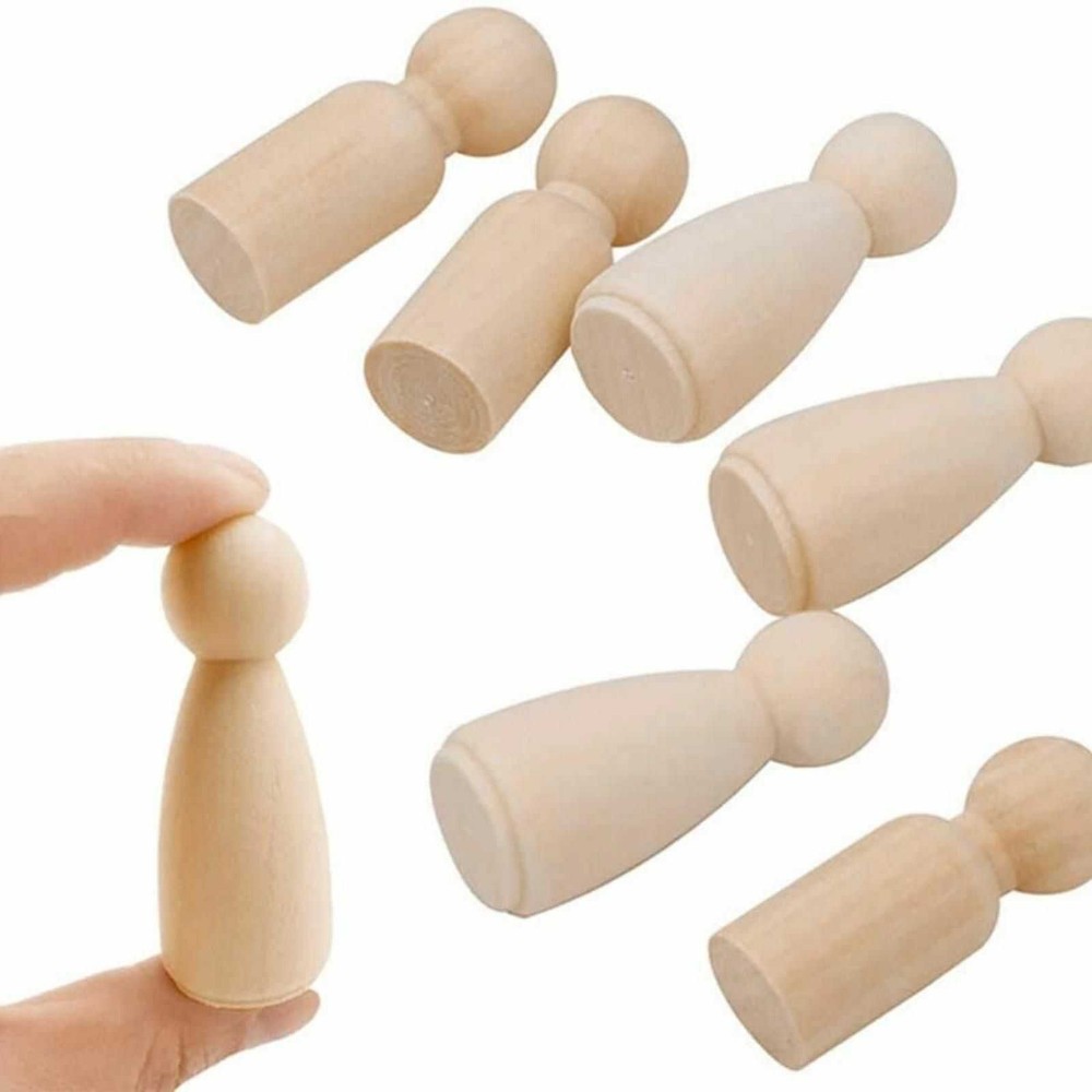 Set 50 Păpuși din lemn, pitici, figurine de pictat, Peg Doll 4