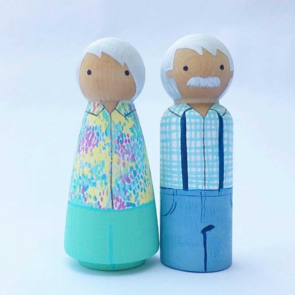 Set 50 Păpuși din lemn, pitici, figurine de pictat, Peg Doll 7