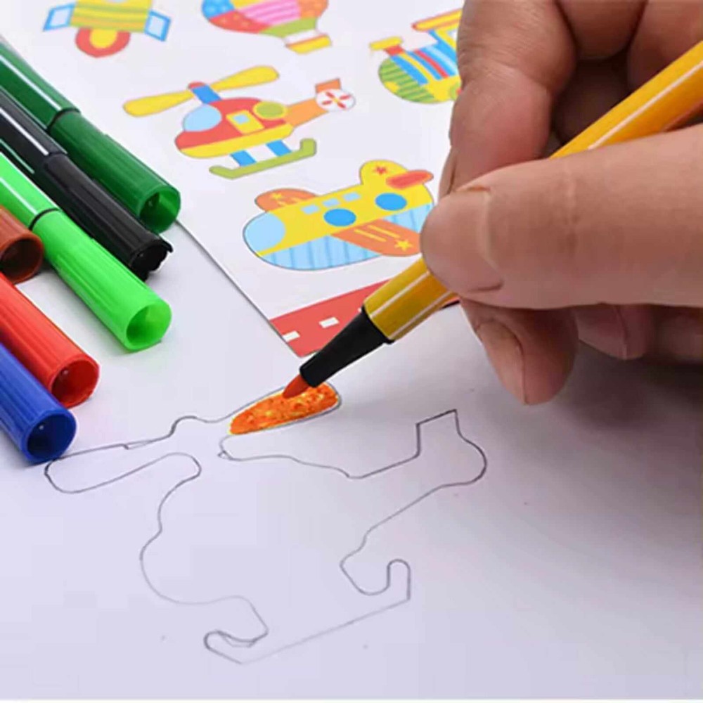 Set 50 șabloane desen, din lemn, trusă cu accesorii de colorat 3