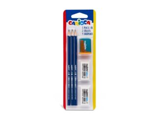 Set Carioca creioane HB 3 buc + guma sters 2 buc + ascutitoare