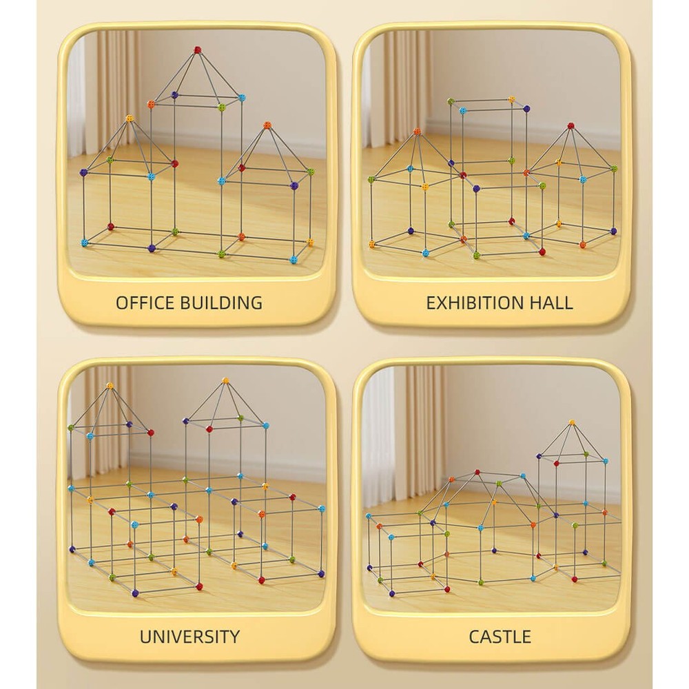 Set construcție iglu, cort sau fort copii, 70 piese, bețe lungi și conectori stabili 3