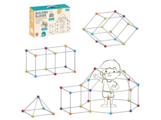 Set construcție iglu, cort sau fort copii, 70 piese, bețe lungi și conectori stabili