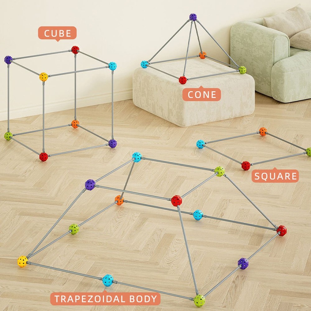 Set construcție iglu, cort sau fort copii, 70 piese, bețe lungi și conectori stabili 6