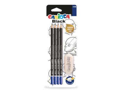 Set creioane grafit CARIOCA Black HB + radieră