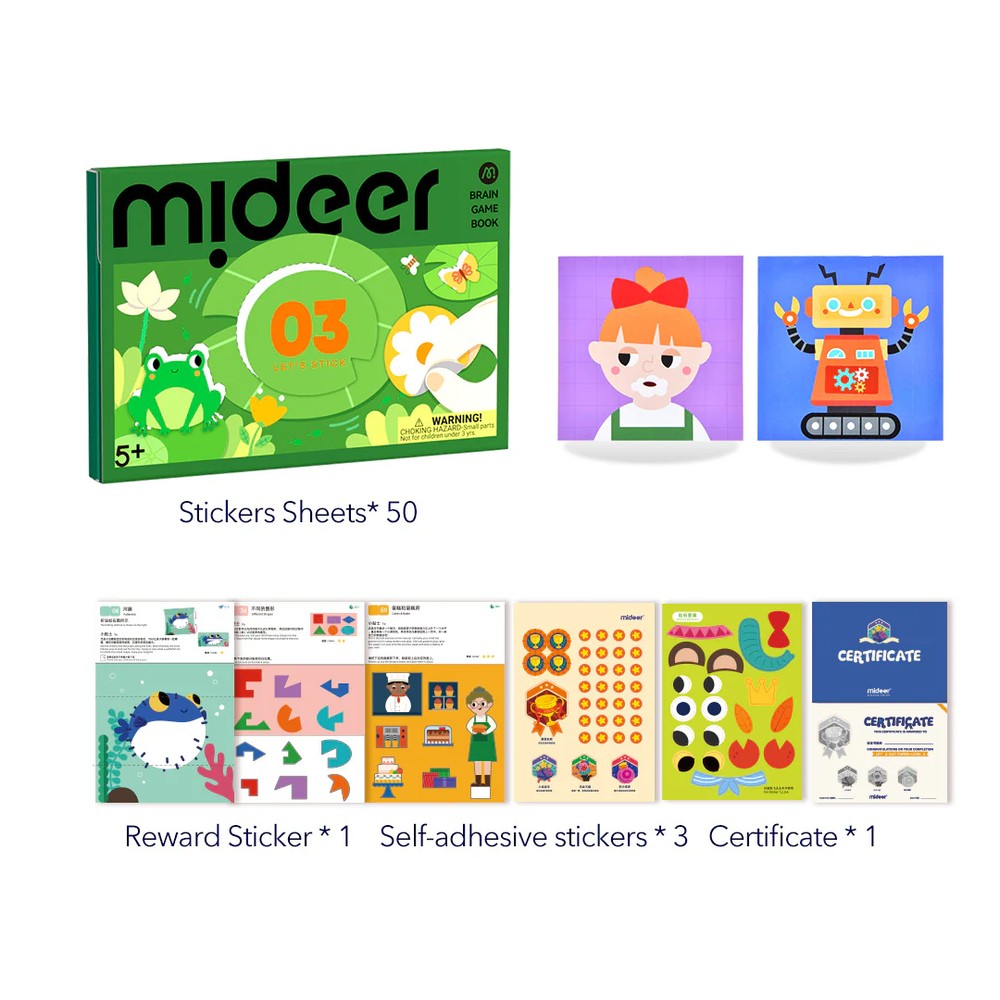 Set de activități cu exerciții de lipire stickere, tăiere și decupare a hârtiei, Let’s Play with Stickers, Nivel 03 Avansat 2