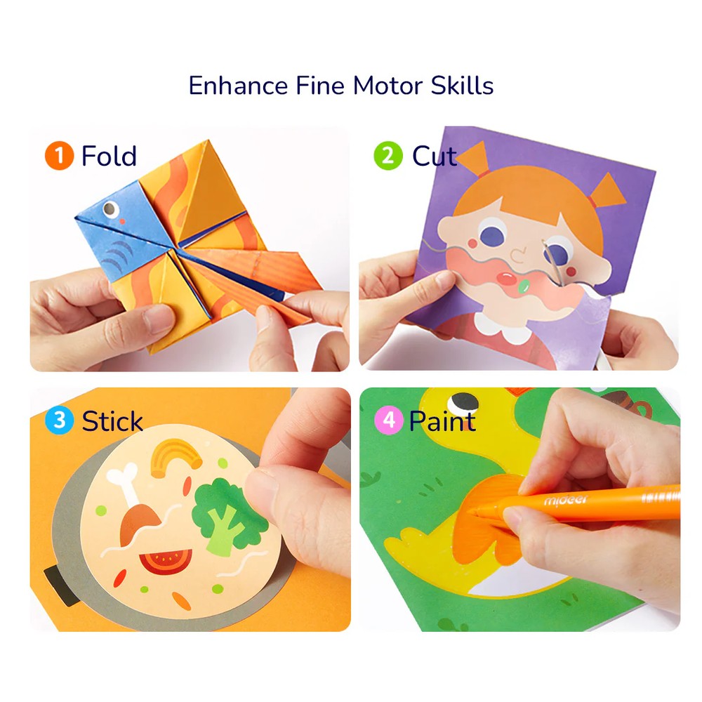 Set de activități cu exerciții de lipire stickere, tăiere și decupare a hârtiei, Let’s Play with Stickers, Nivel 03 Avansat 3