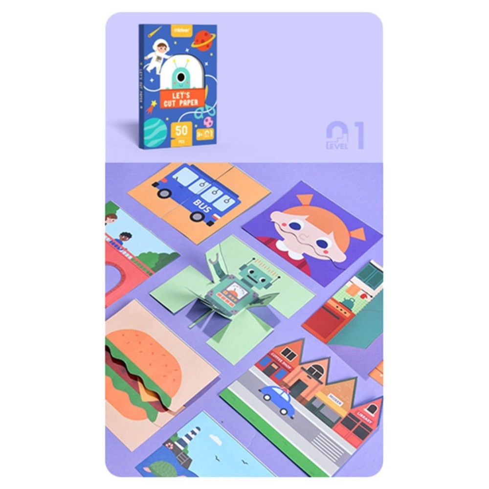 Set de activități cu exerciții de tăiere și decupare a hârtiei, Let’s Cut Paper, Nivel 01 Începător 5