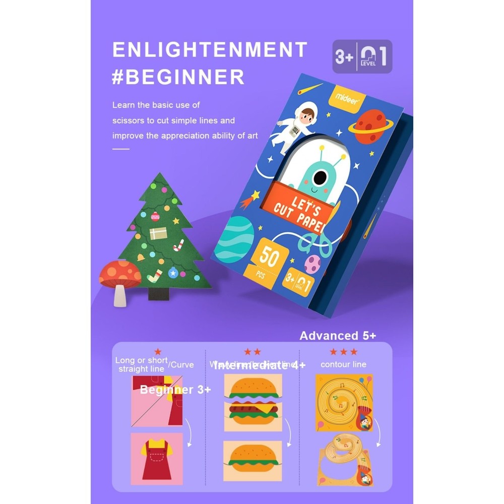 Set de activități cu exerciții de tăiere și decupare a hârtiei, Let’s Cut Paper, Nivel 01 Începător 6