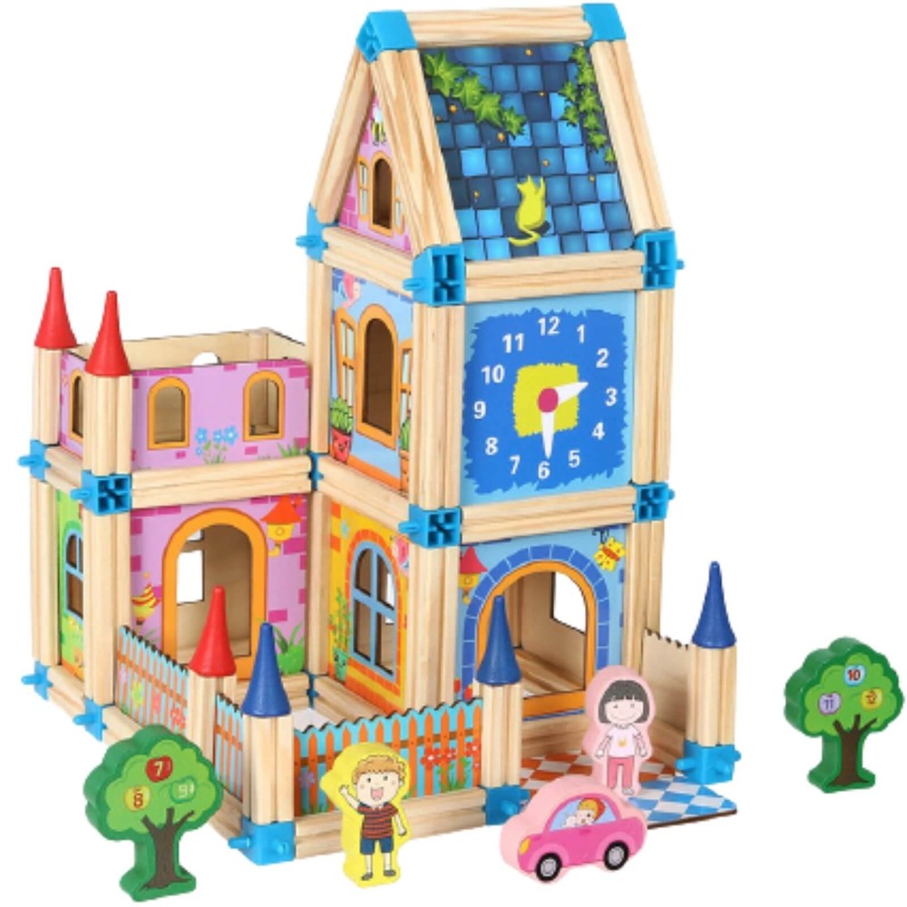 Set de construcție din lemn, Micul Arhitect, 128 piese, Beilaluna Toys 2