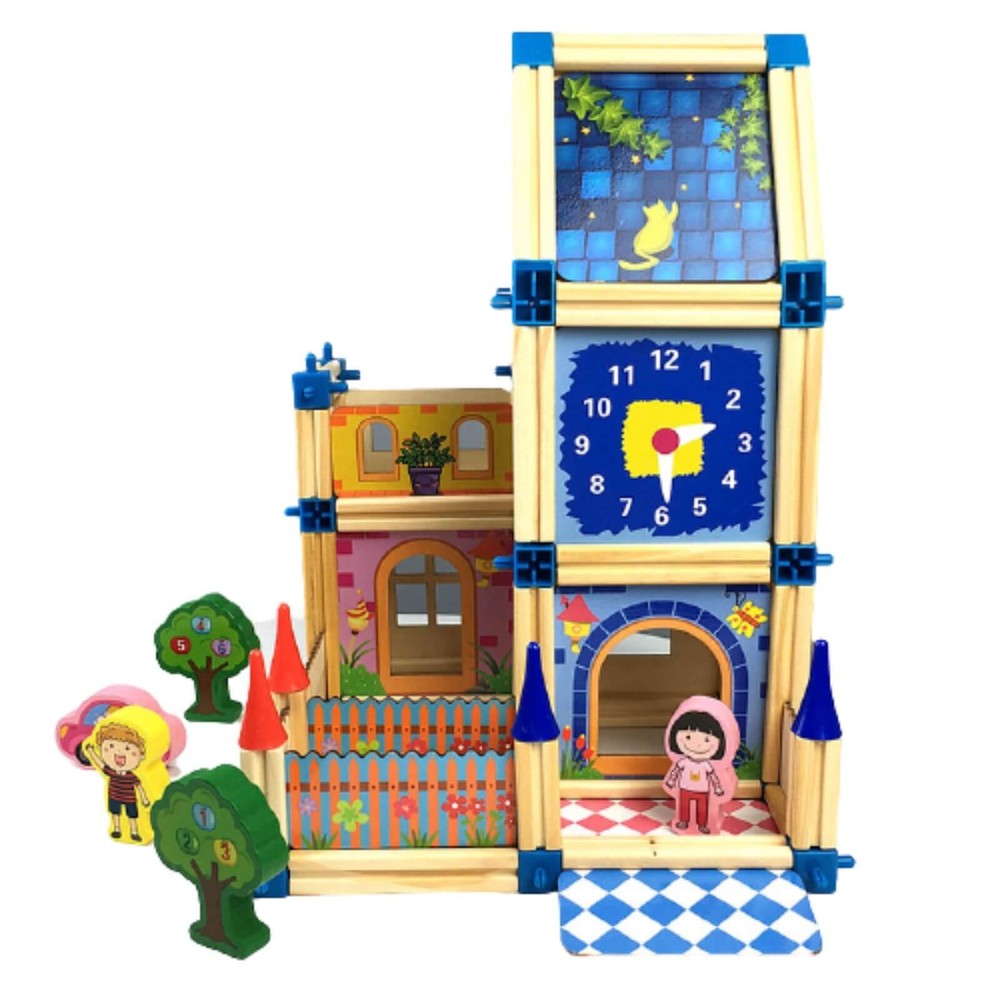 Set de construcție din lemn, Micul Arhitect, 128 piese, Beilaluna Toys 3