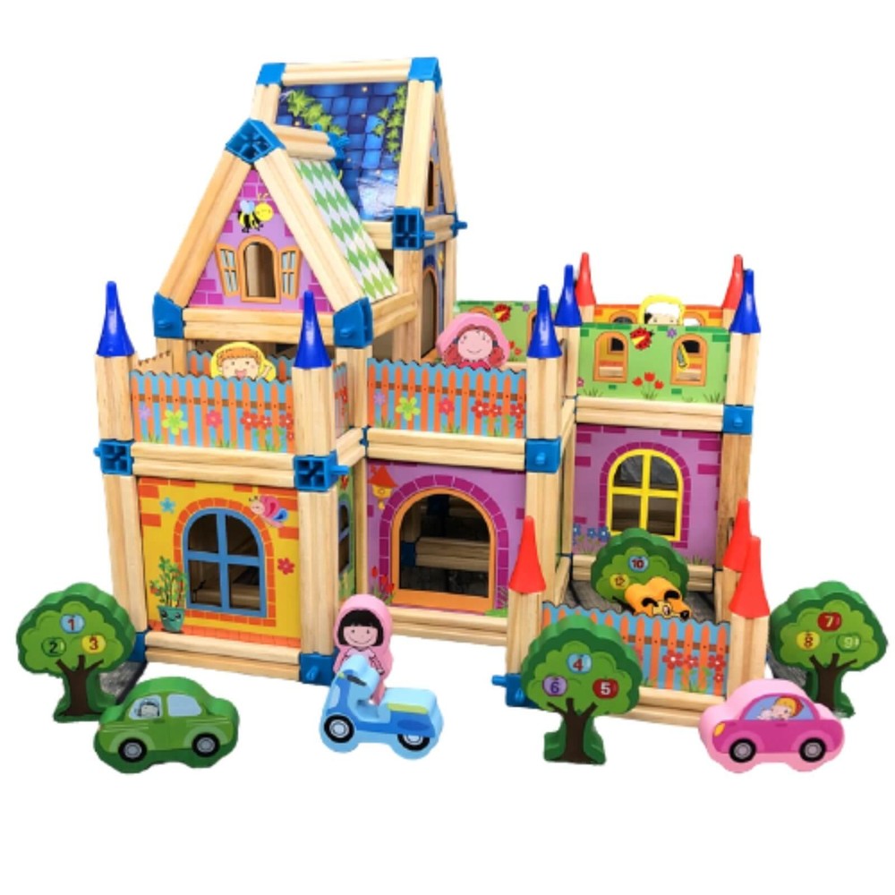 Set de construcție din lemn, Micul Arhitect, 128 piese, Beilaluna Toys 4