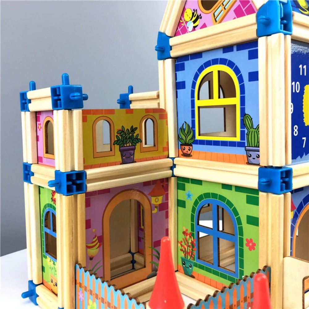 Set de construcție din lemn, Micul Arhitect, 128 piese, Beilaluna Toys 5