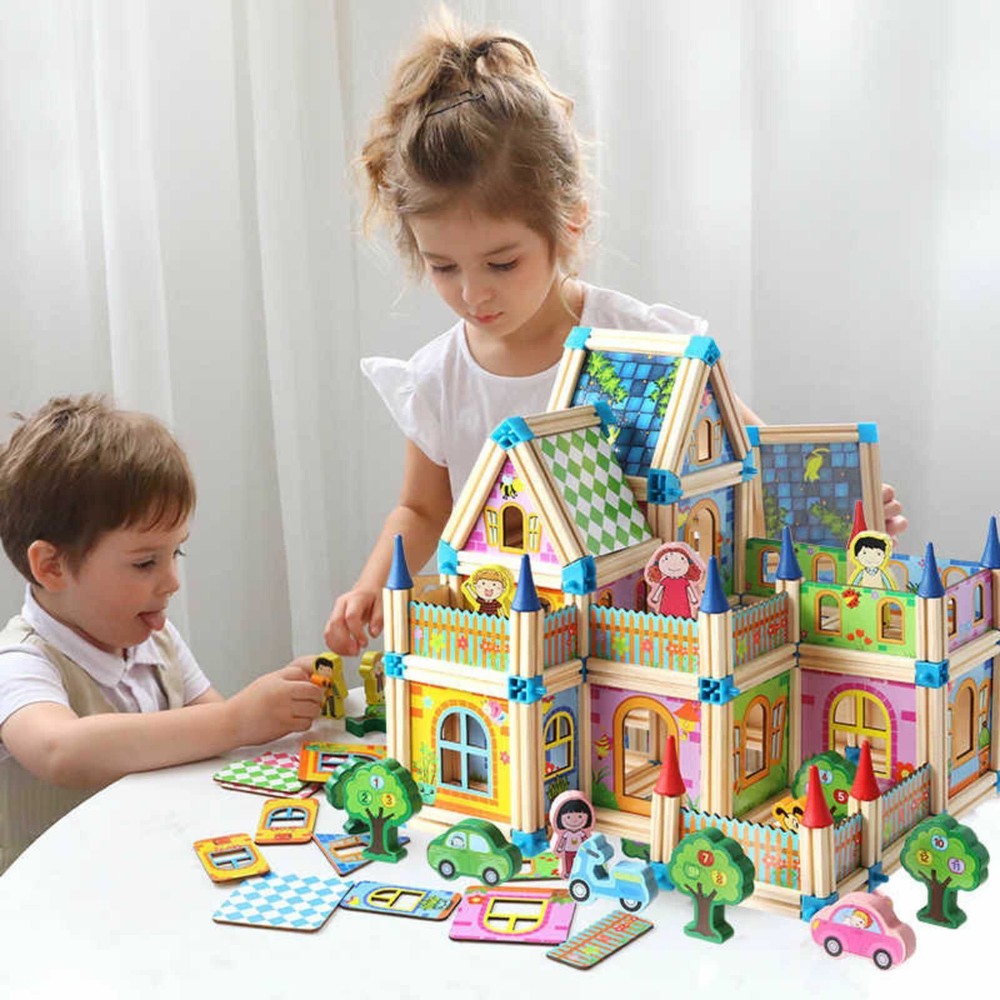 Set de construcție din lemn, Micul Arhitect, 268 piese, Beilaluna Toys 2