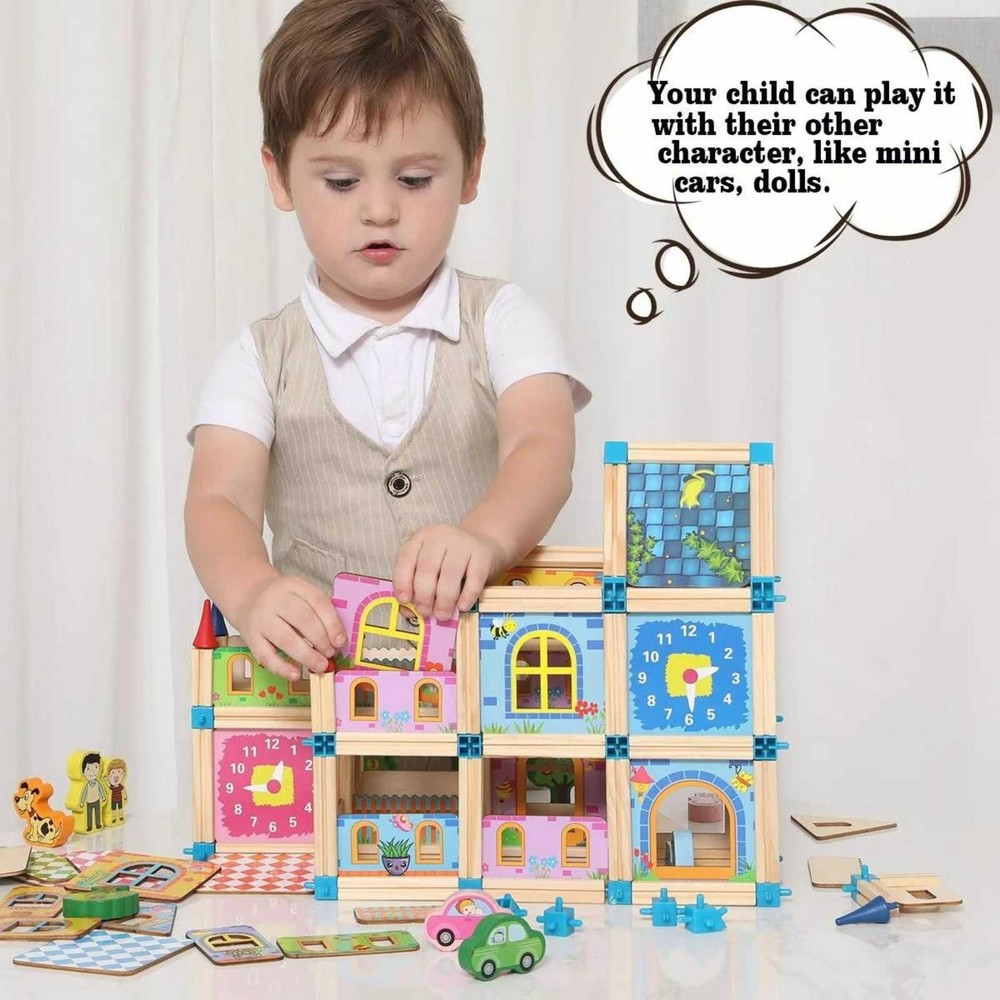 Set de construcție din lemn, Micul Arhitect, 268 piese, Beilaluna Toys 4