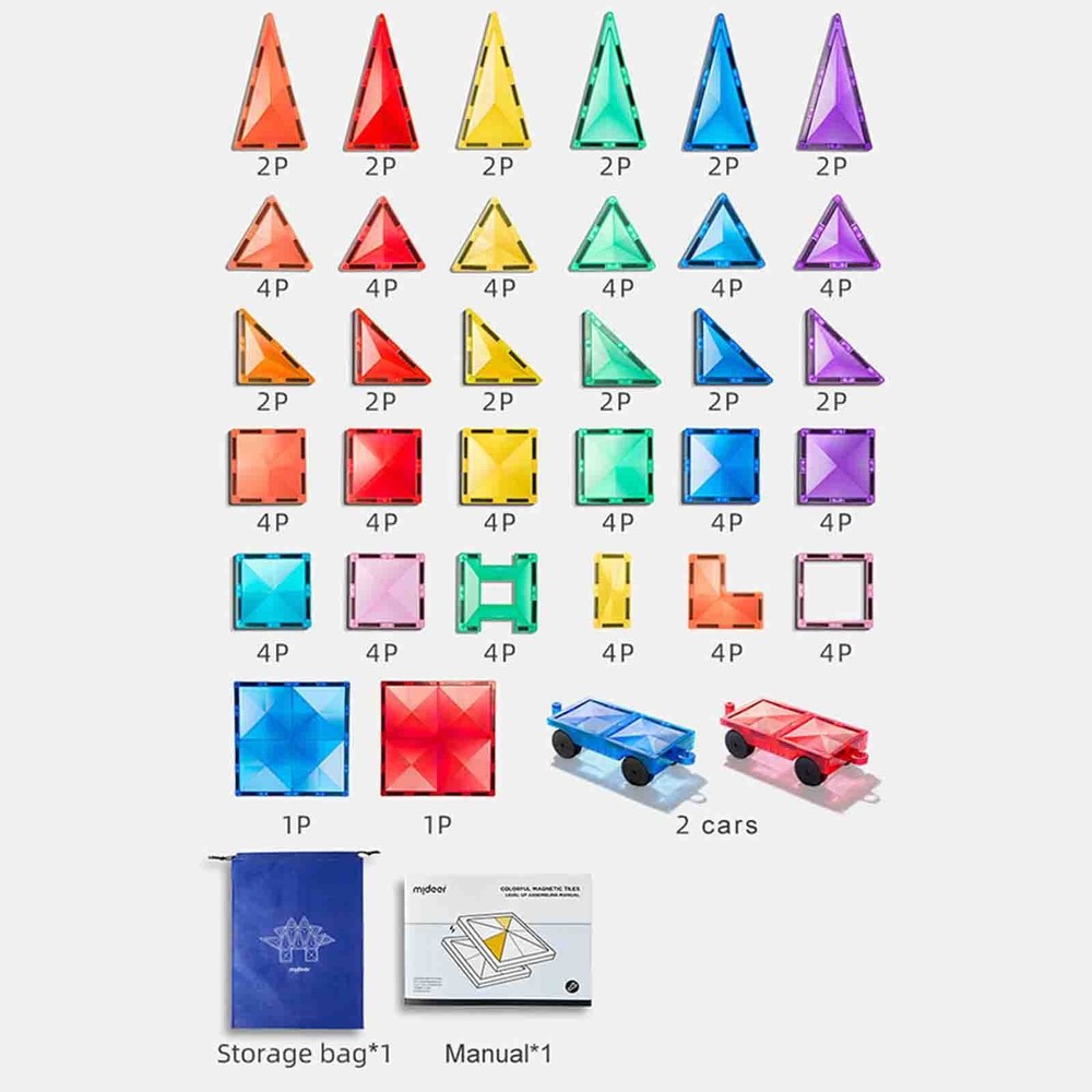 Set de Construcție Magnetic, 100 piese Colorful Magnetic Tiles 10